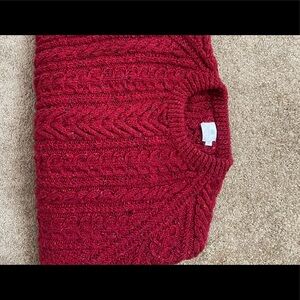Sunspel Rich Red Cable Knit Crewneck Sweater